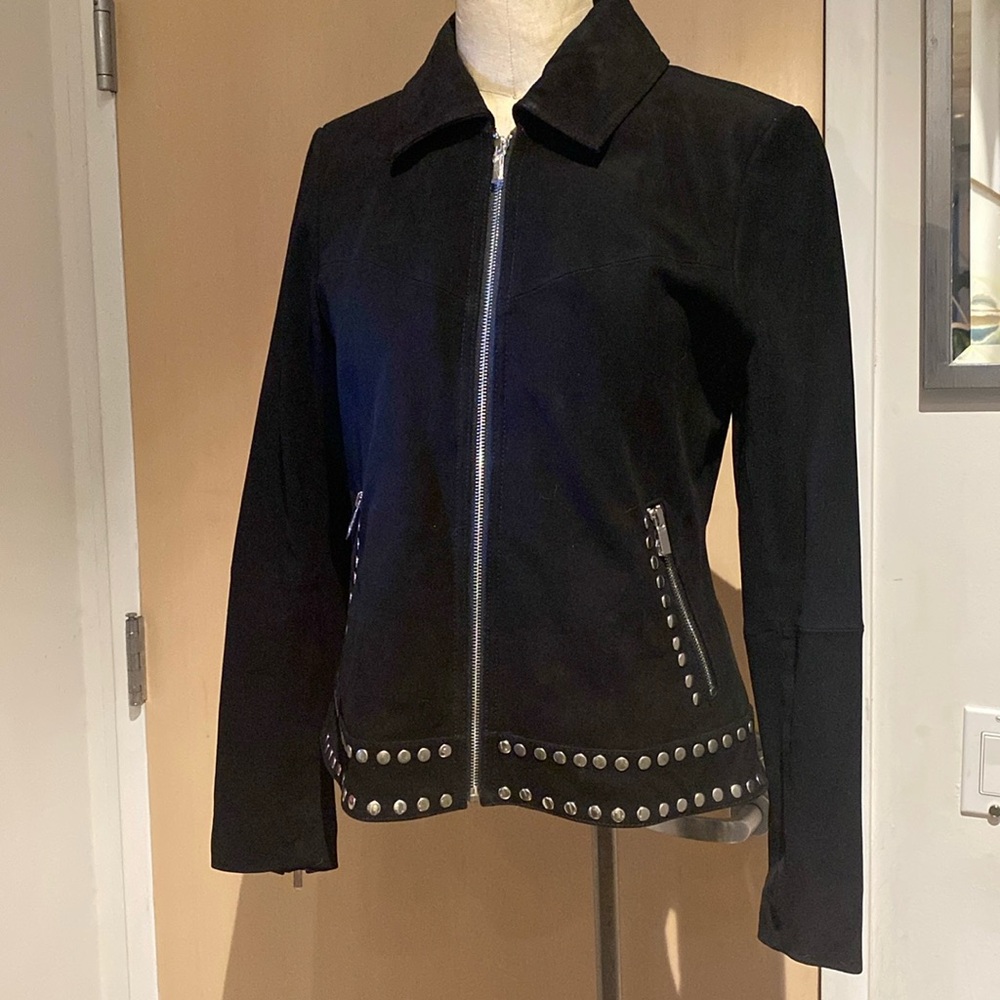 🔥❤️ NWTs Neiman Marcus Black Suede Leather Studded Jacket
